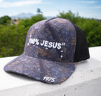 Dark Camo 100% Jesus Trucker Hat Snapback